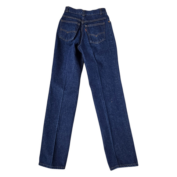 Vintage 554 Levis Jean High Rise Cotton Orange Tab 80s Dark Wash Straight USA 24 - Picture 7 of 14